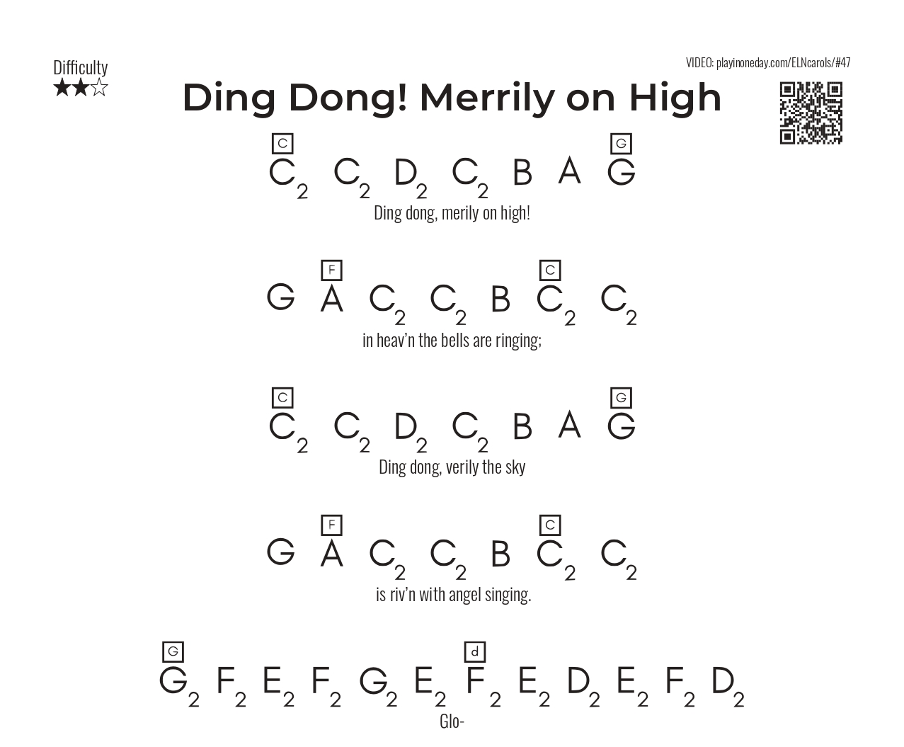 Ding Dong Merrily on High letter notes tutorial